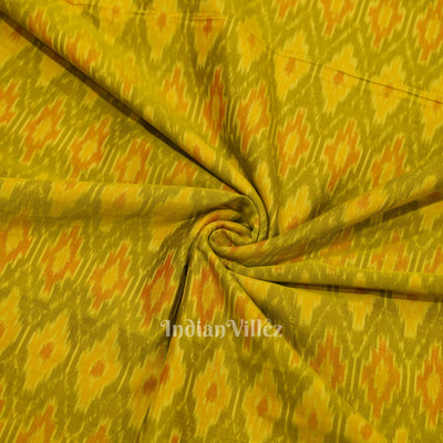Exclusive Mehendi Green Dual Tone Pochampally Ikat Silk & Cotton (Sico) Fabric
