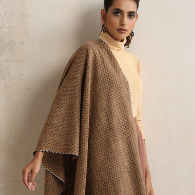 trueBrowns Brown Check Woollen Stole