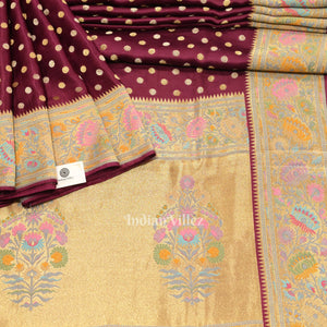 Purple Banarasi Silk Saree With Paithani Border and Pallu