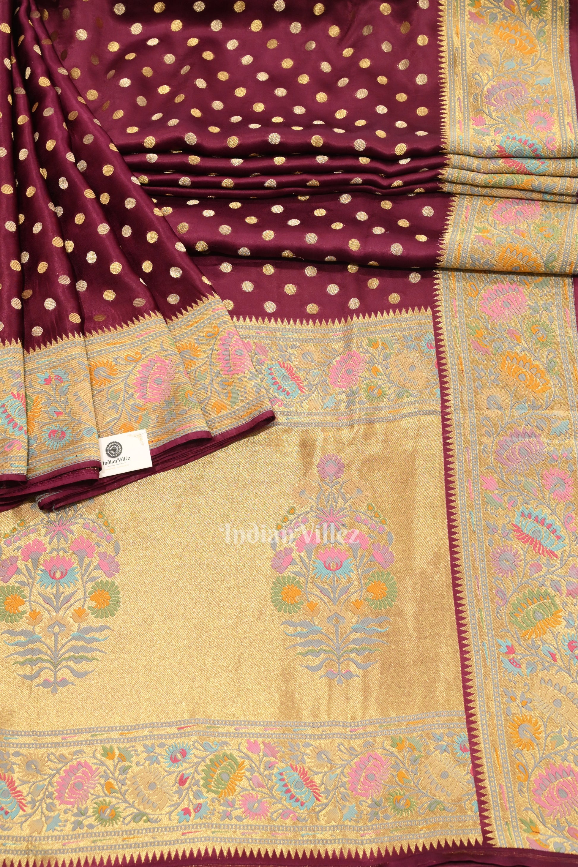 Purple Banarasi Silk Saree With Paithani Border and Pallu