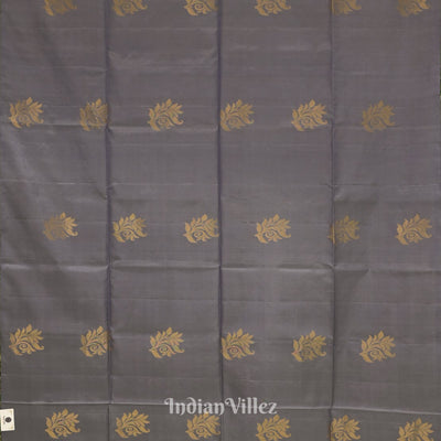 Grey With Rani Pink Pure Kanjivaram Soft Silk Saree