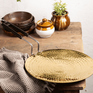 Brass Essentials Combo Set (Brass Roti Tawa, Brass Ghee Pot, Brass Kadhai)