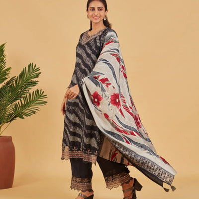 Black Printed Kurta Set