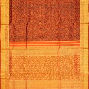 Orange Handloom Lino Lite Partly Silk Saree Meena Motifs