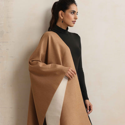 trueBrowns Brown Reversible Solid Woollen Stole