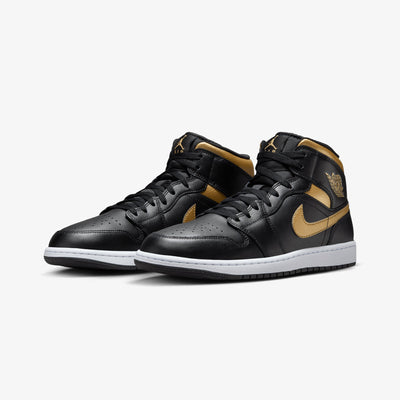 JORDAN | AIR JORDAN 1 MID { BLACK/METALLIC GOLD-WHITE
