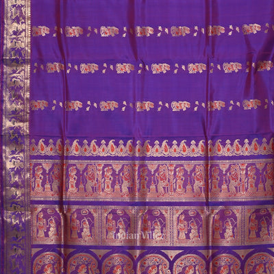 Purple Dual tone Handwoven Baluchari Silk Saree