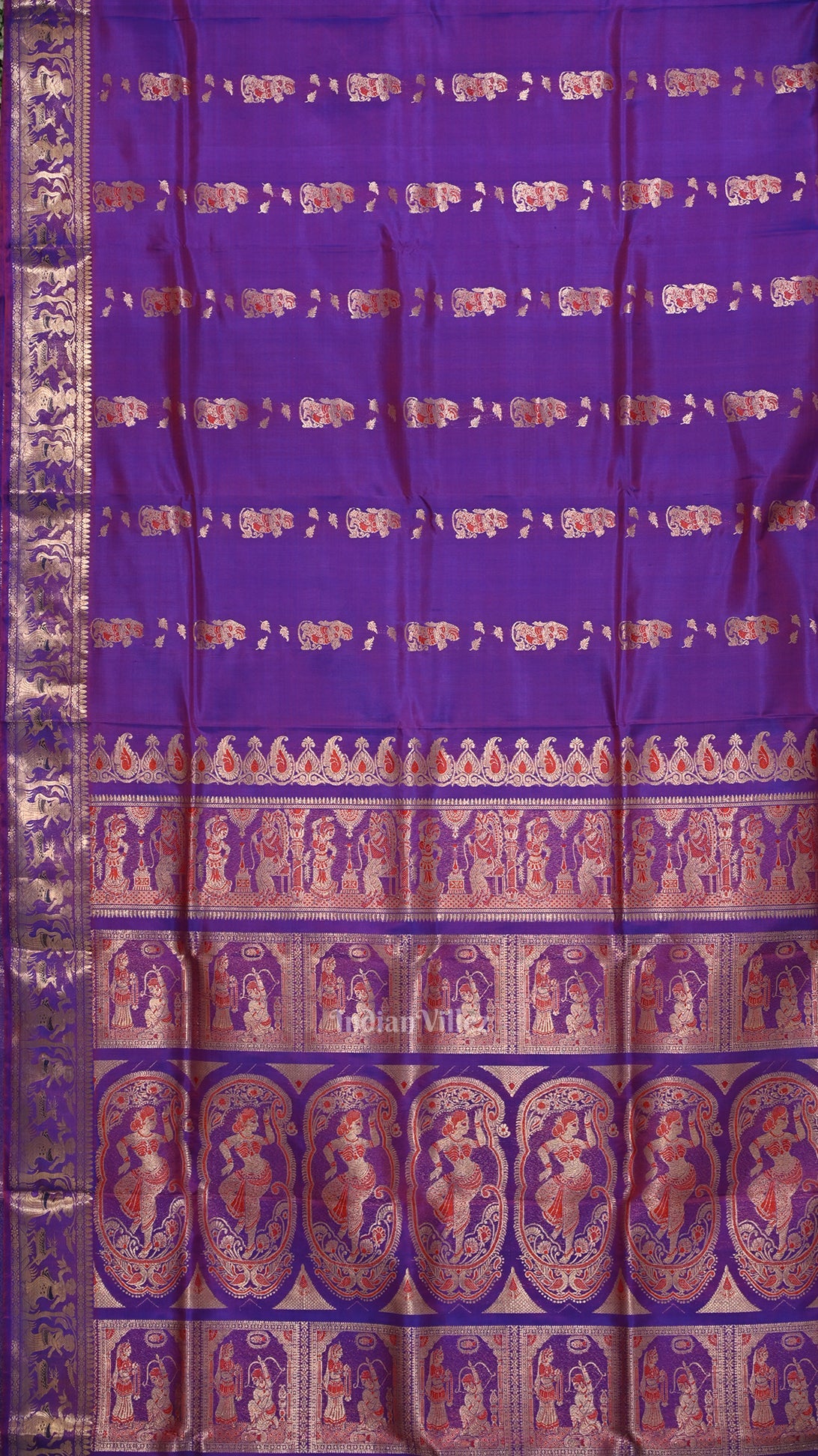 Purple Dual tone Handwoven Baluchari Silk Saree