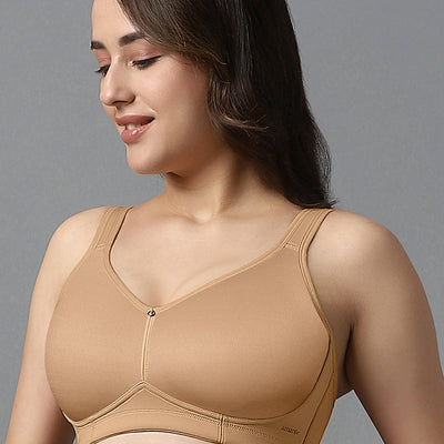 Airy Padded Non-wired Support Bra - Sandalwood