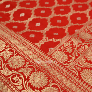 Exclusive Authenticate Crimson Bridal Red Soft Pure Mashru Satin Silk Banarasi Saree