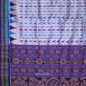 Silver Purple Odisha Ikat Khandua Silk Saree