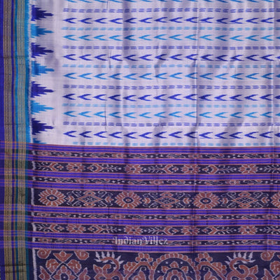 Silver Purple Odisha Ikat Khandua Silk Saree