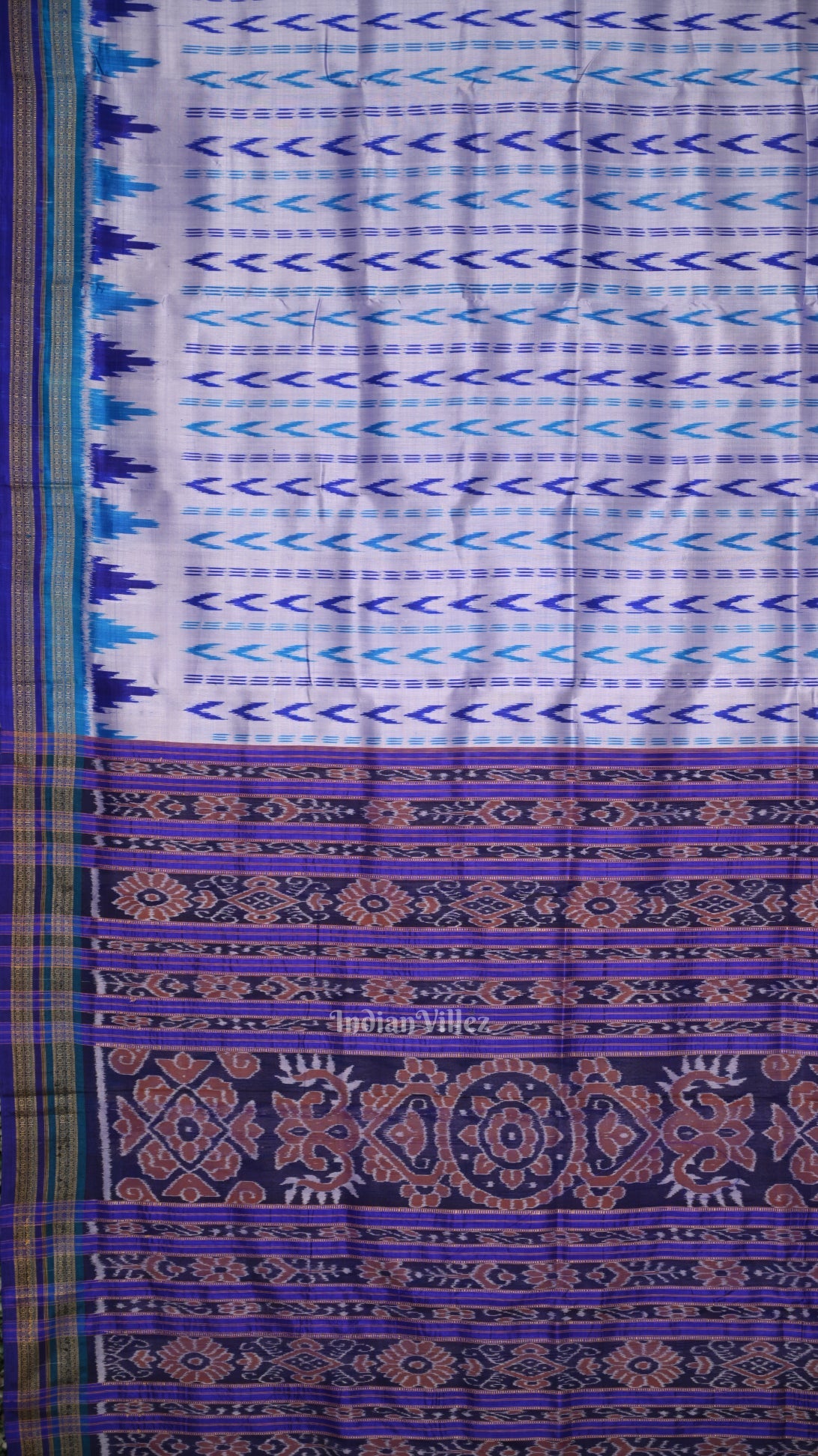 Silver Purple Odisha Ikat Khandua Silk Saree
