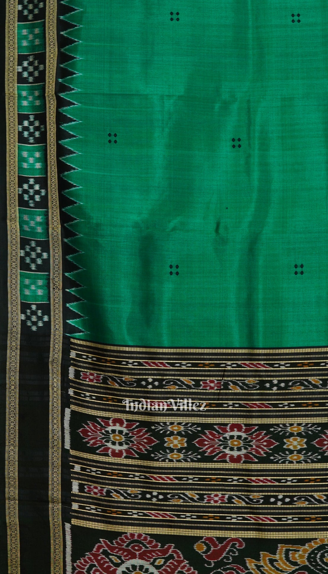 Green Pasapalli Border Odisha Ikat Khandua Silk Saree
