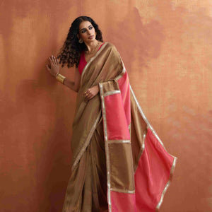 trueBrowns Bronze Tissue Ready To Wear Saree