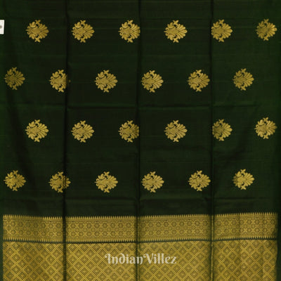 Deep Green Pure Kanjivaram Soft Silk Saree