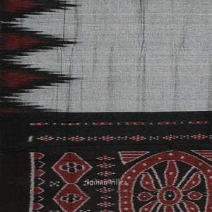 Gray Black Kargil Kumbha Maniabandha Cotton Saree