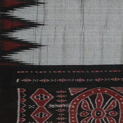 Gray Black Kargil Kumbha Maniabandha Cotton Saree