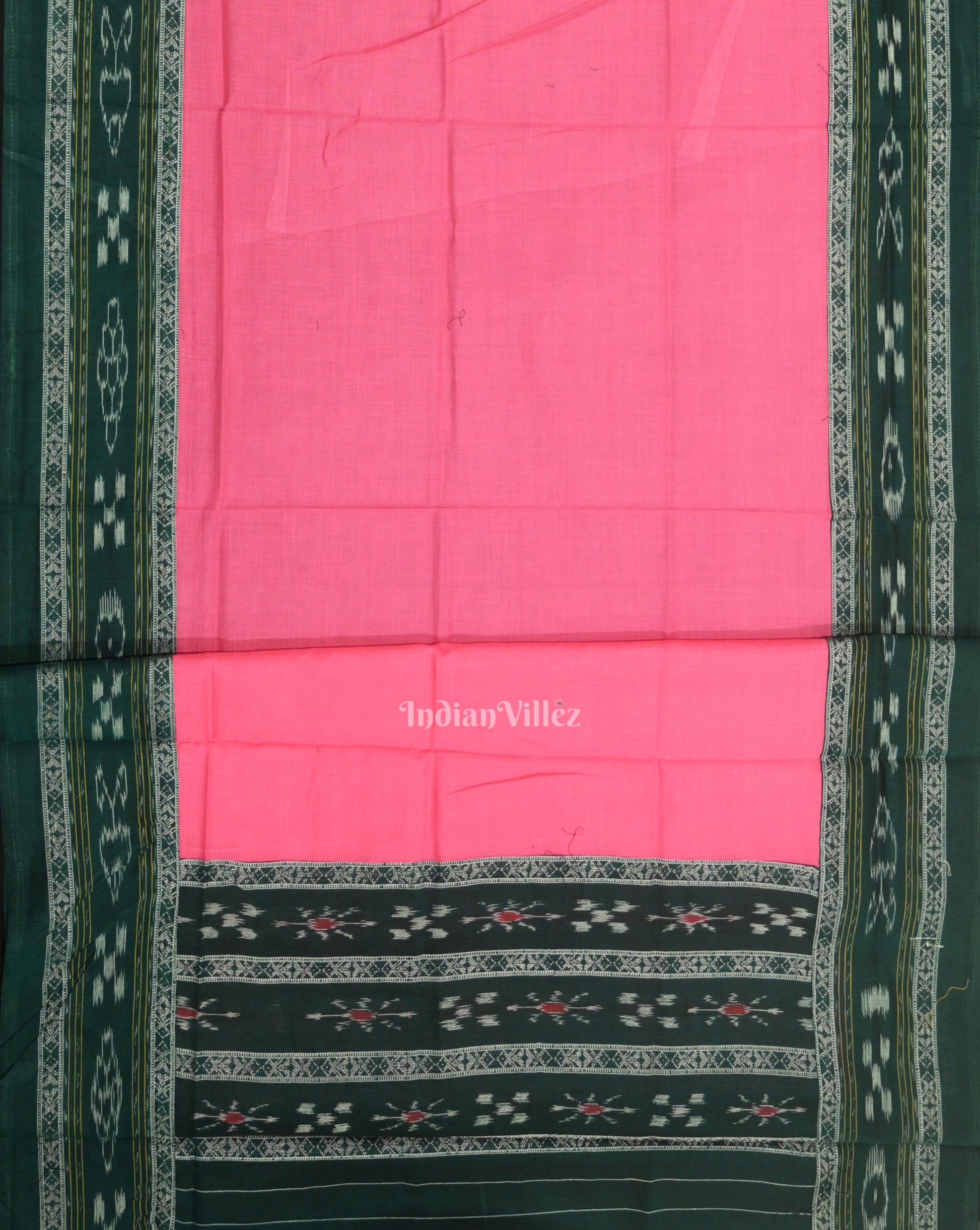 Green Pink Flower Buti Odisha Ikat  Sambalpuri Dress Set & Dupatta