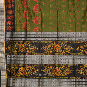 Mehendi Green Diwali Theme Odisha Handloom Sambalpuri Silk Saree