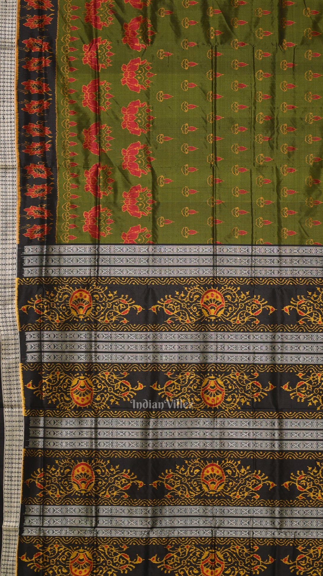 Mehendi Green Diwali Theme Odisha Handloom Sambalpuri Silk Saree