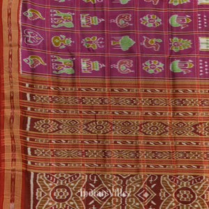 Purple Nabakothi Theme Odisha Ikat Khandua Silk Saree
