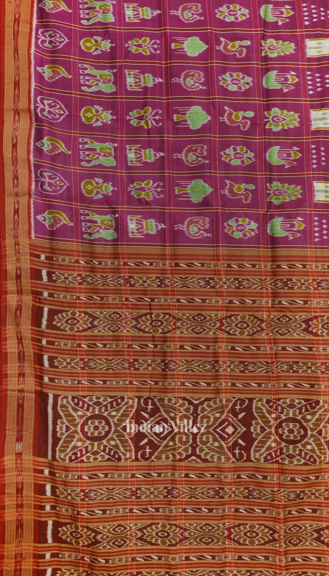 Purple Nabakothi Theme Odisha Ikat Khandua Silk Saree