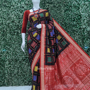 Black with Multicolor Ashwini Odisha Ikat Sambalpuri Silk Saree