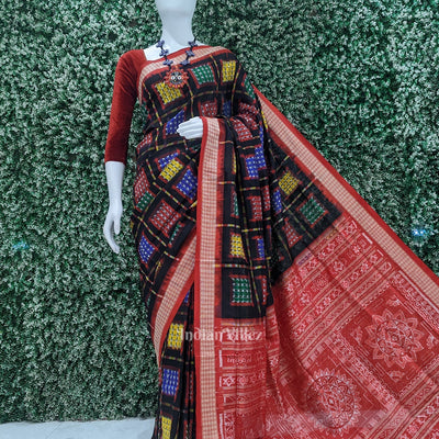 Black with Multicolor Ashwini Odisha Ikat Sambalpuri Silk Saree