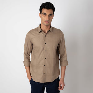 Self-Checkered Semi-Formal Shirt