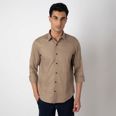 Self-Checkered Semi-Formal Shirt