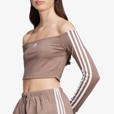 Adidas Originals | ADICOLOR OFF SHOULDER LONG SLEEVE TEE { TRACE BROWN