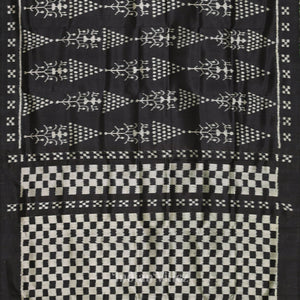 Black Tribal Art with Pasapali Border Contemporary Silk Saree