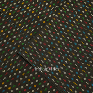 Exclusive Black Pochampally Ikat Silk & Cotton (Sico) Fabric