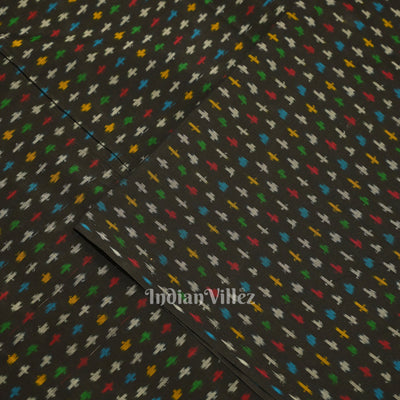 Exclusive Black Pochampally Ikat Silk & Cotton (Sico) Fabric