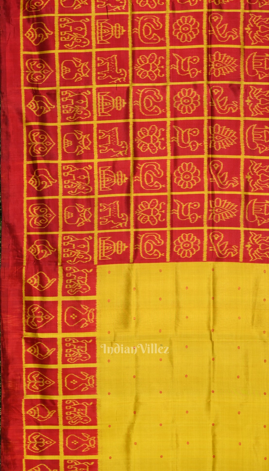 Deep Red Nabakothi Contemporary Silk Saree