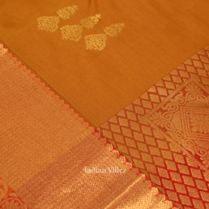 Camel Red Pure Kanjivaram Silk Saree