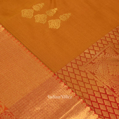 Camel Red Pure Kanjivaram Silk Saree
