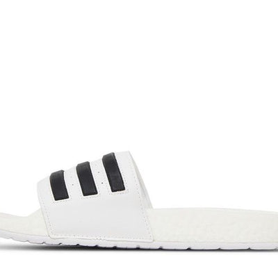 adidas Adilette Boost Slides White Black Stripes
