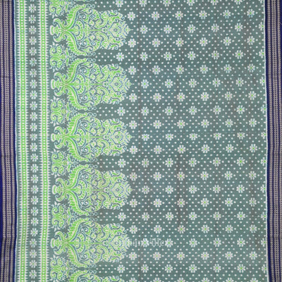 Pastel Green Lily Flower Vase Sambalpuri Silk Saree