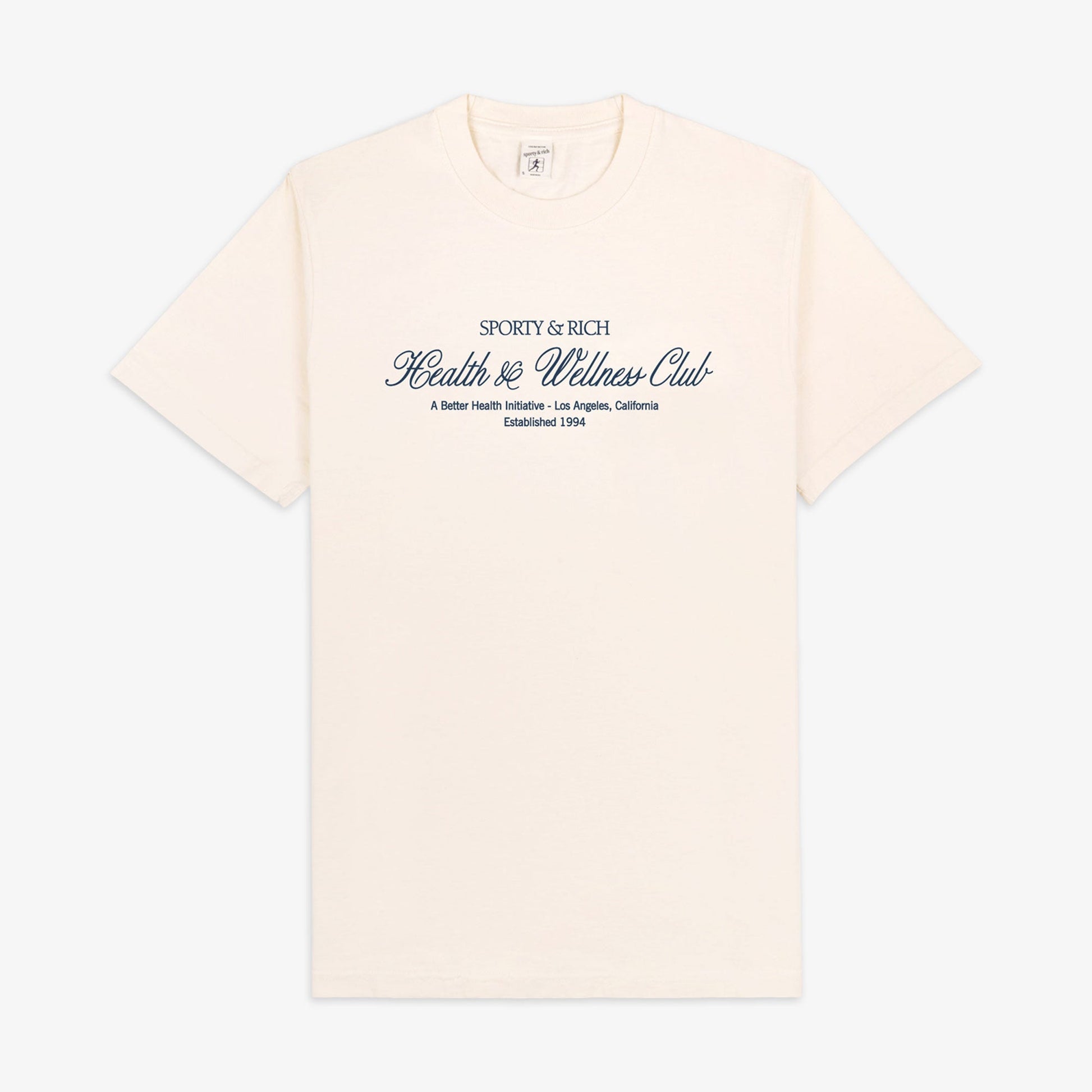 SPORTY & RICH | H&W CLUB T-SHIRT { CREAM/NAVY
