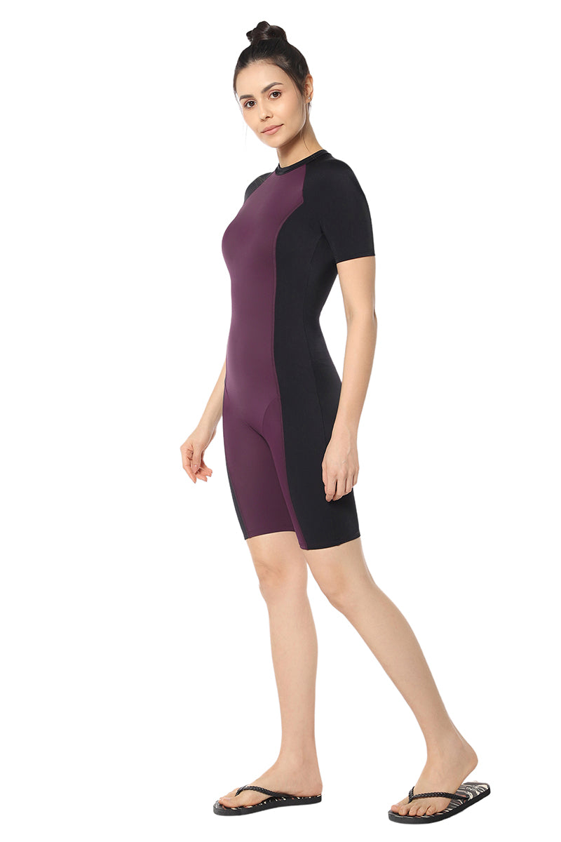 Leg Suit With Sleeves - Chockeberry With Nero