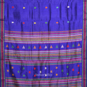 Deep Blue Dongaria Aanchal Odisha Ikat Contemporary Silk saree