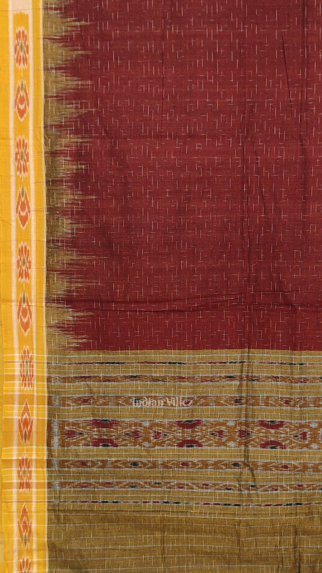 Maroon Jharana Maniabandha Cotton Saree