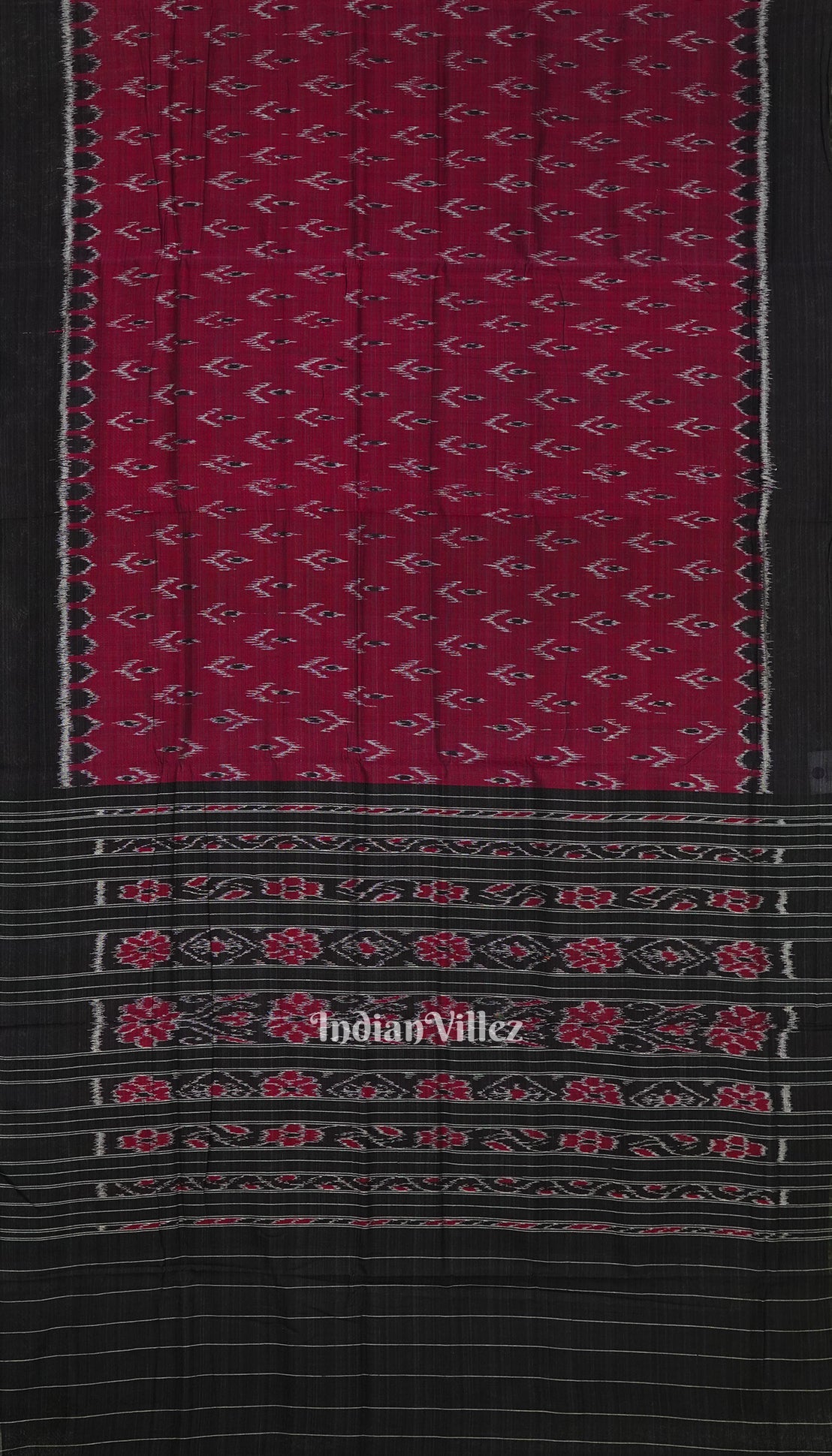 Maroon Maniabandha Mayur Chandrika Design Cotton Saree