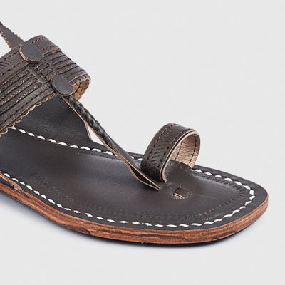 Brown Handstitched Leather Kolhapuri Women Slipper