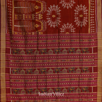 Maroon Rudrakshya Border Odisha Ikat Khandua Silk Saree