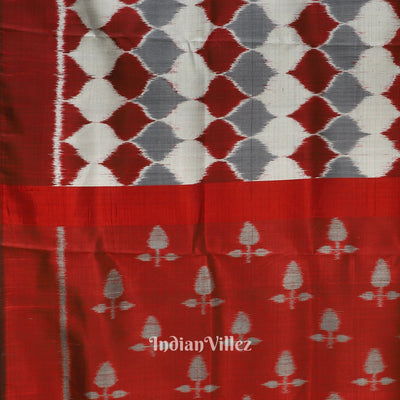Maroon Grey Odisha Ikat Contemporary Silk Saree