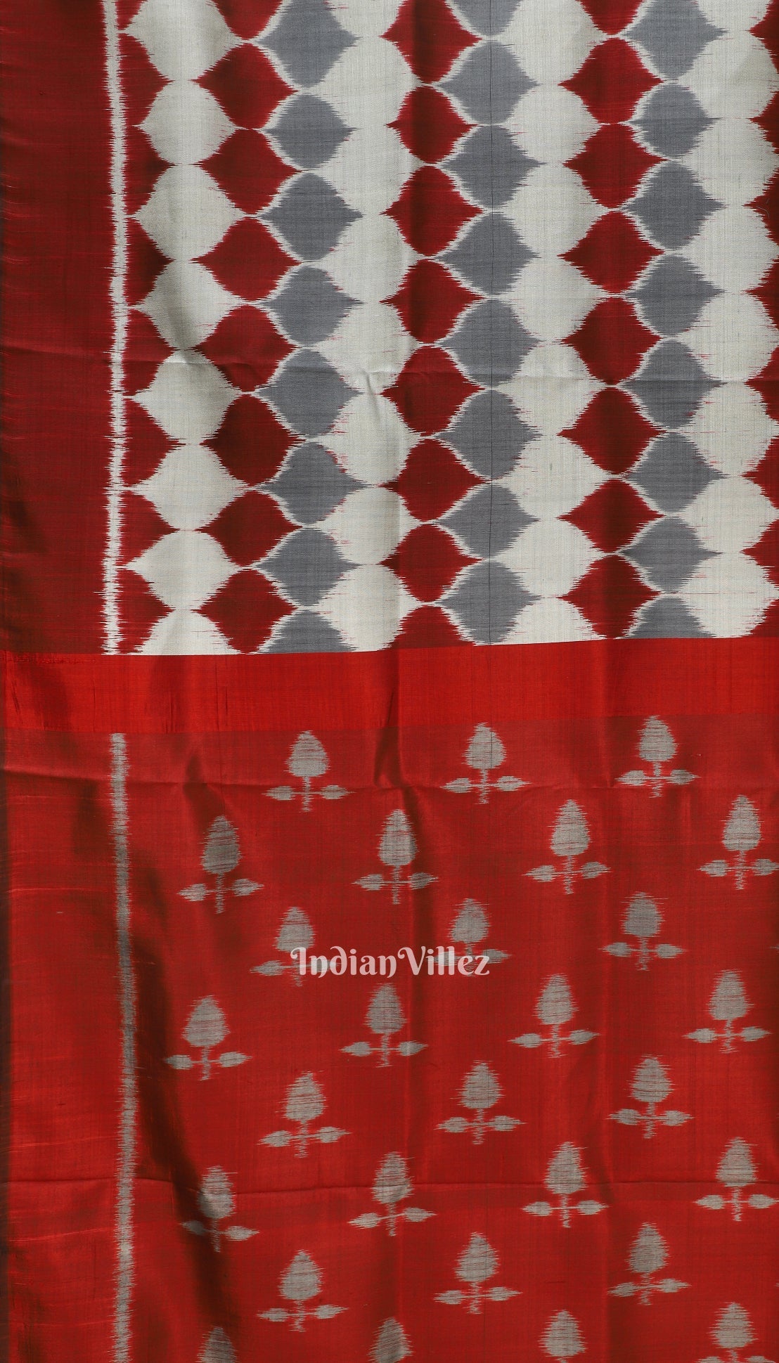 Maroon Grey Odisha Ikat Contemporary Silk Saree