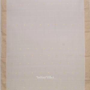 White Golden Butta Design Cotton Paithani Saree